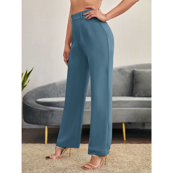 minimalist Solid Straight Leg Pants business casual black - Picture 12 of 13